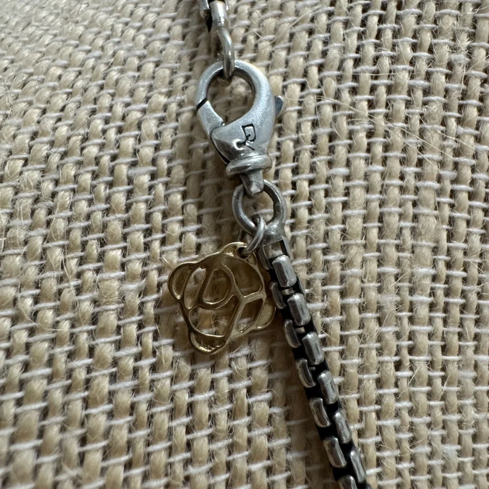 David Yurman .925 Box Chain Necklace w/14K Gold DY Tag 20” Length - Picture 4 of 6